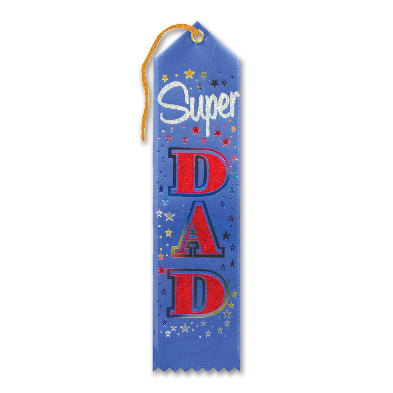 Beistle Father's Day Super Dad Award Ribbon - blue