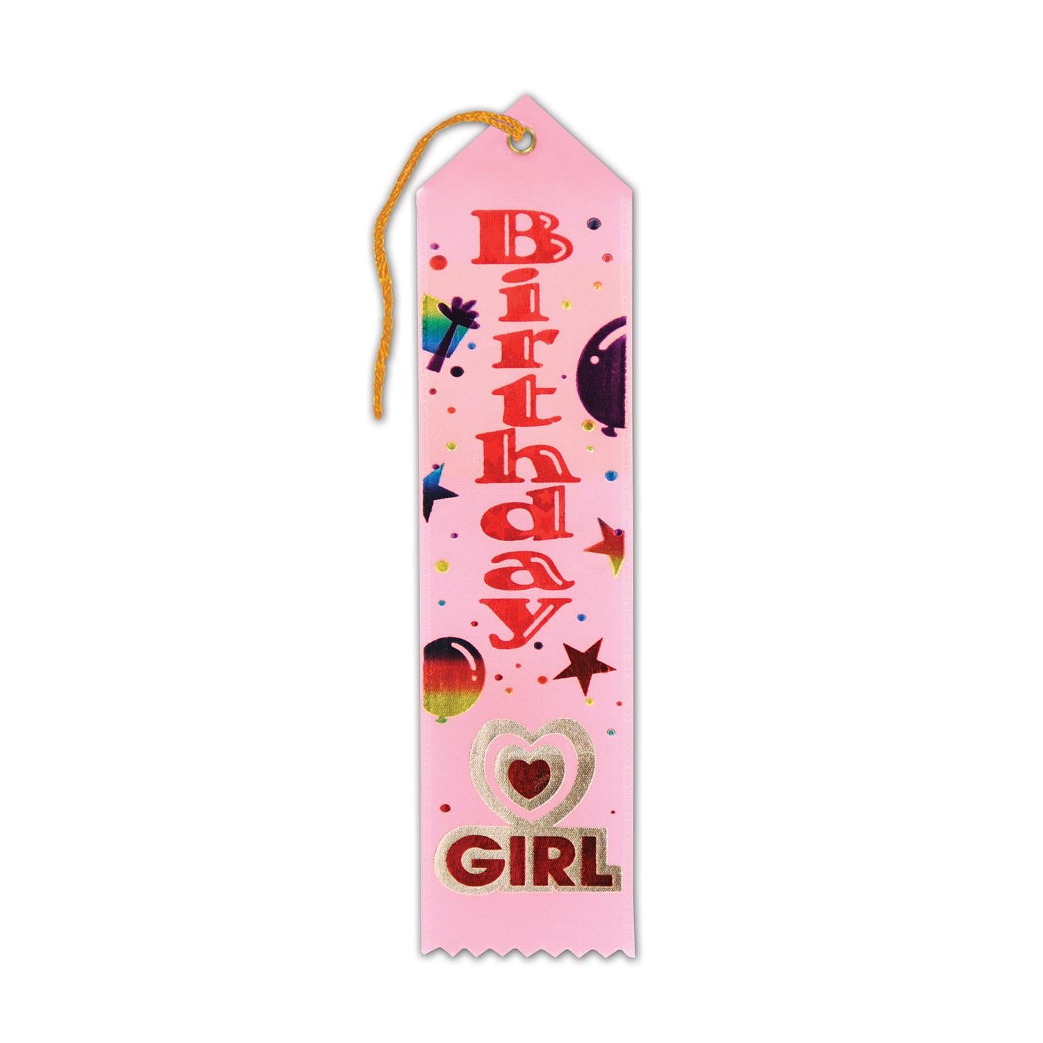 Beistle Birthday Girl Award Ribbon- Light Pink