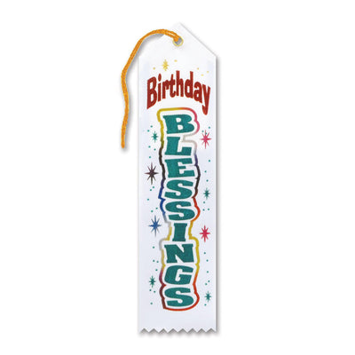 Beistle White Birthday Blessings Ribbon
