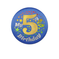 Beistle My 5th Birthday Satin Button - blue