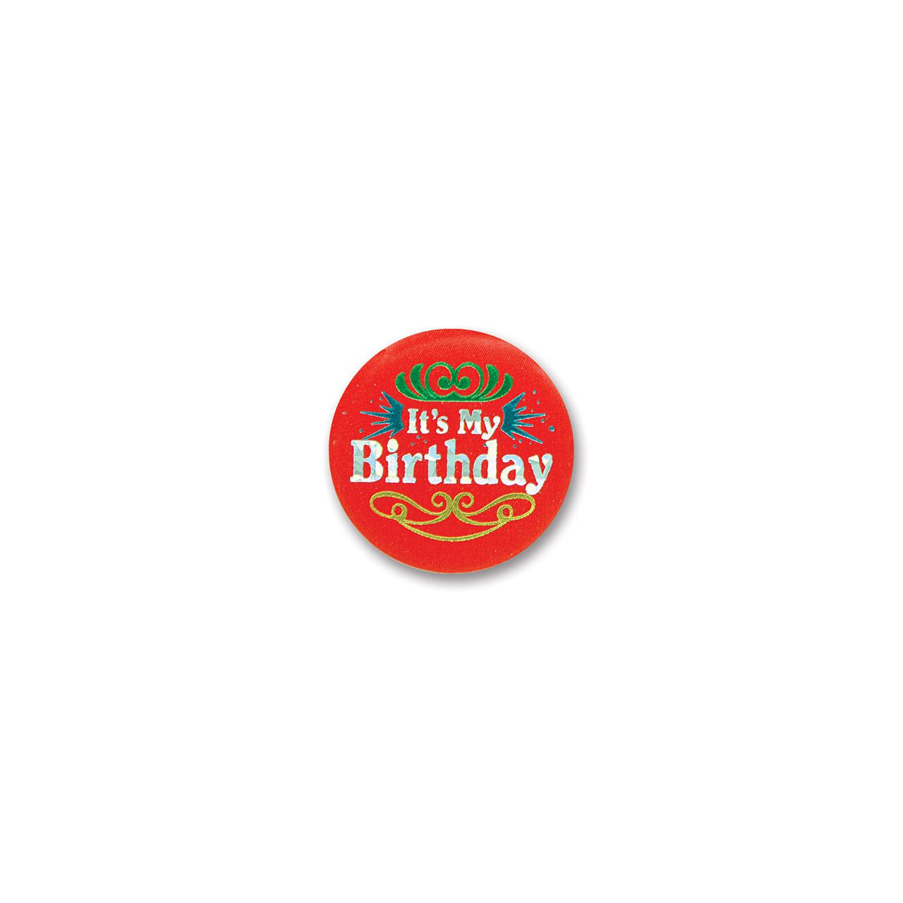 Beistle Red It's My Birthday Satin Button