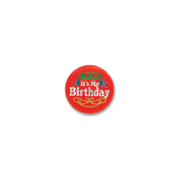 Beistle Red It's My Birthday Satin Button