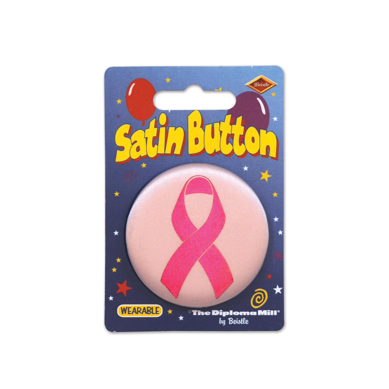 Beistle Pink Ribbon Satin Button
