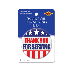 Beistle Thank You For Serving Button (Case of 6)