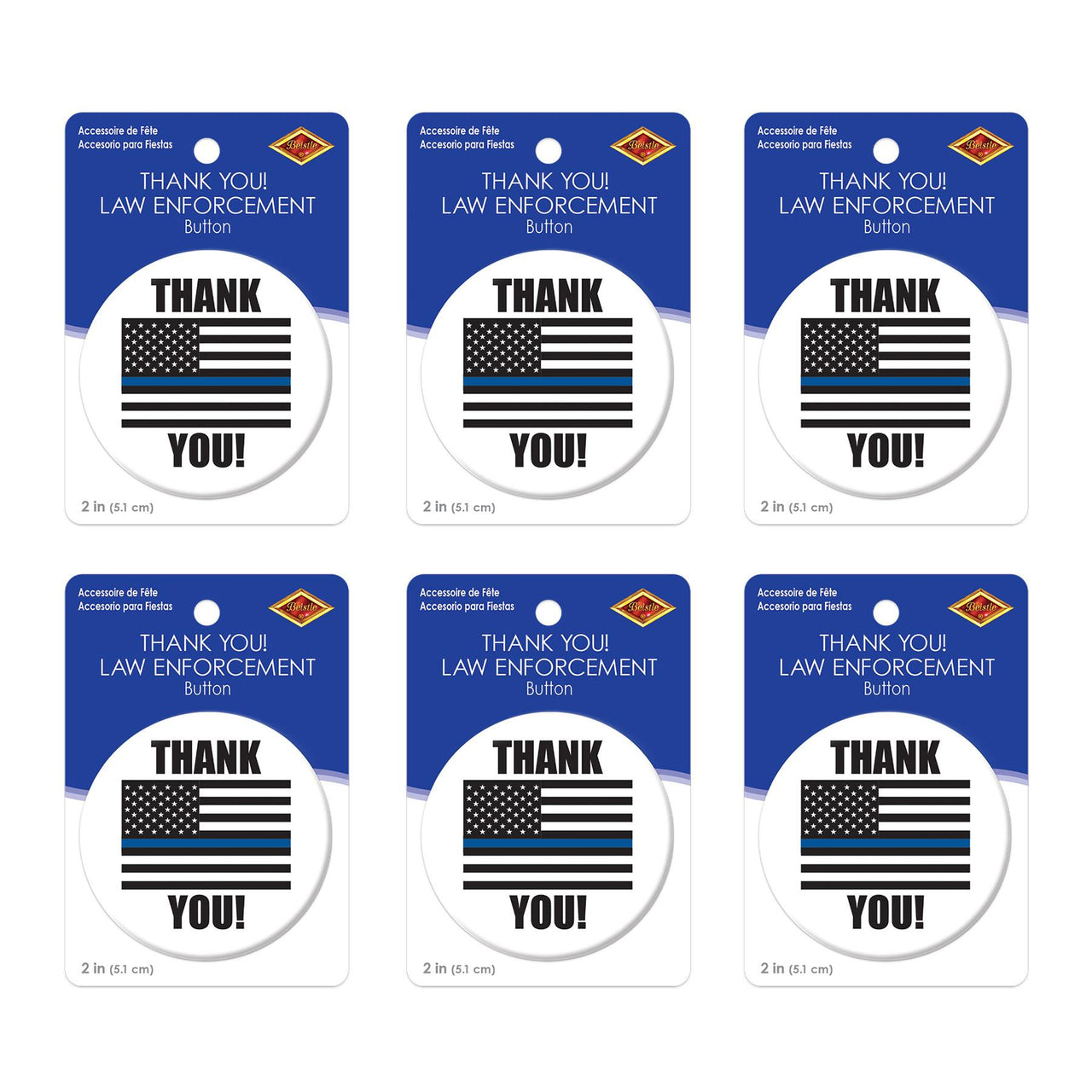 Beistle Thank You! Law Enforcement Button (Case of 6)