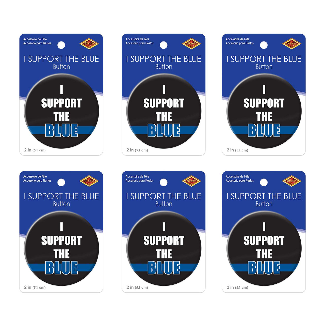 Beistle I Support The Blue Button (Case of 6)