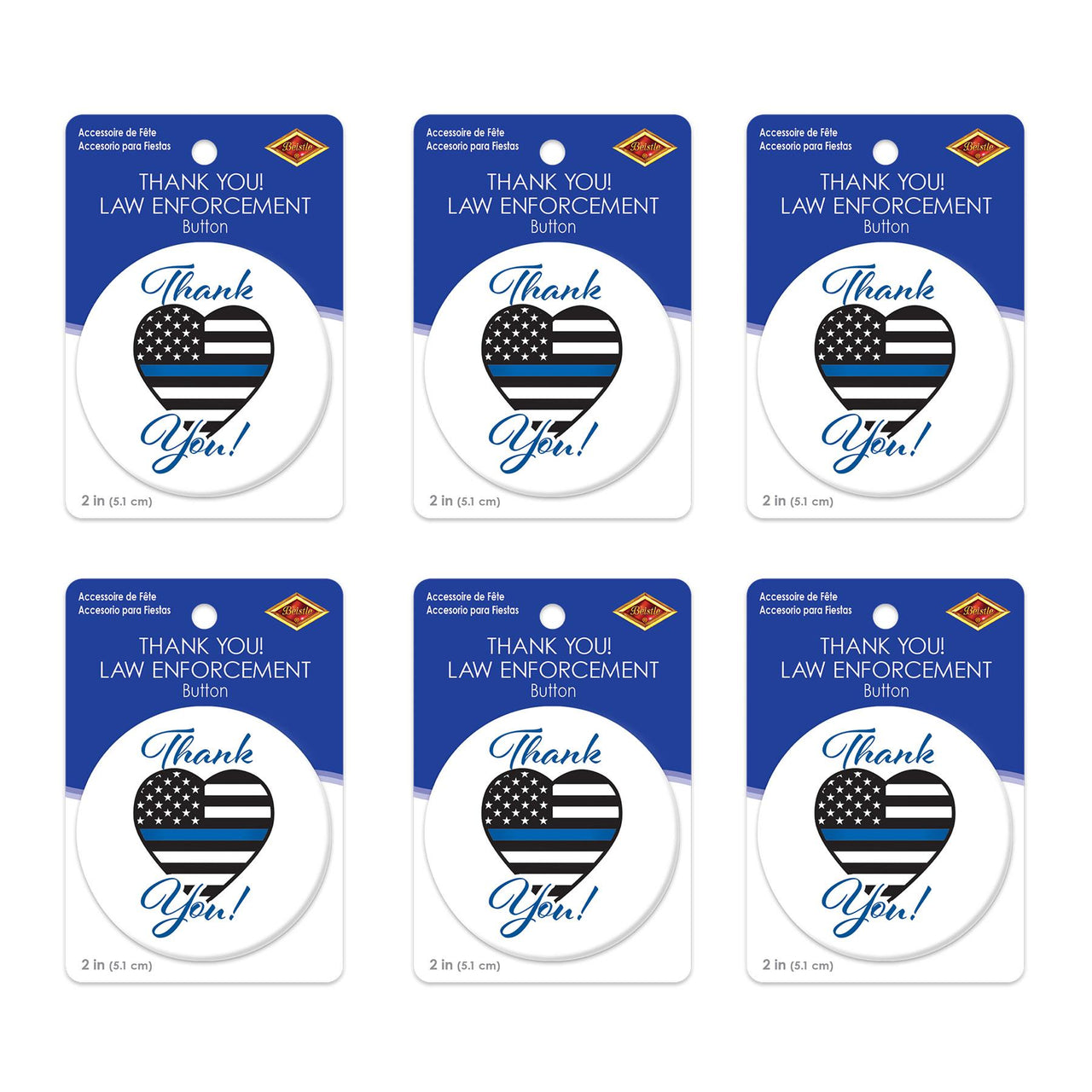Beistle Thank You! Law Enforcement Button (Case of 6)