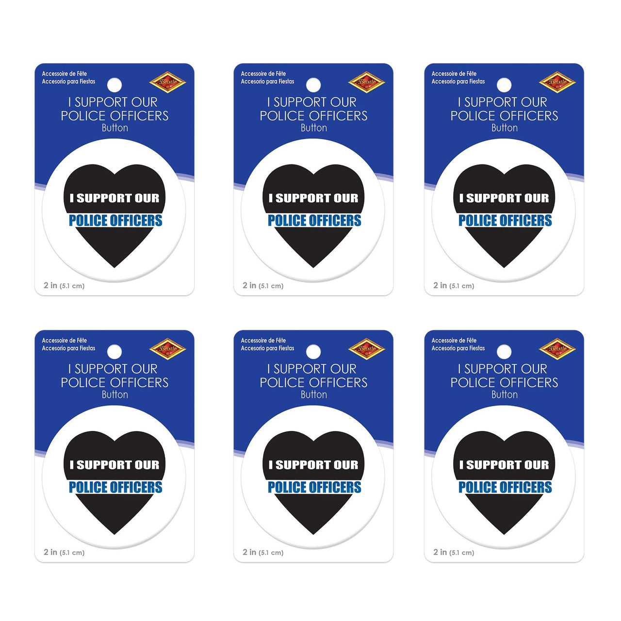 Beistle I Support Our Police Officers Button (Case of 6)