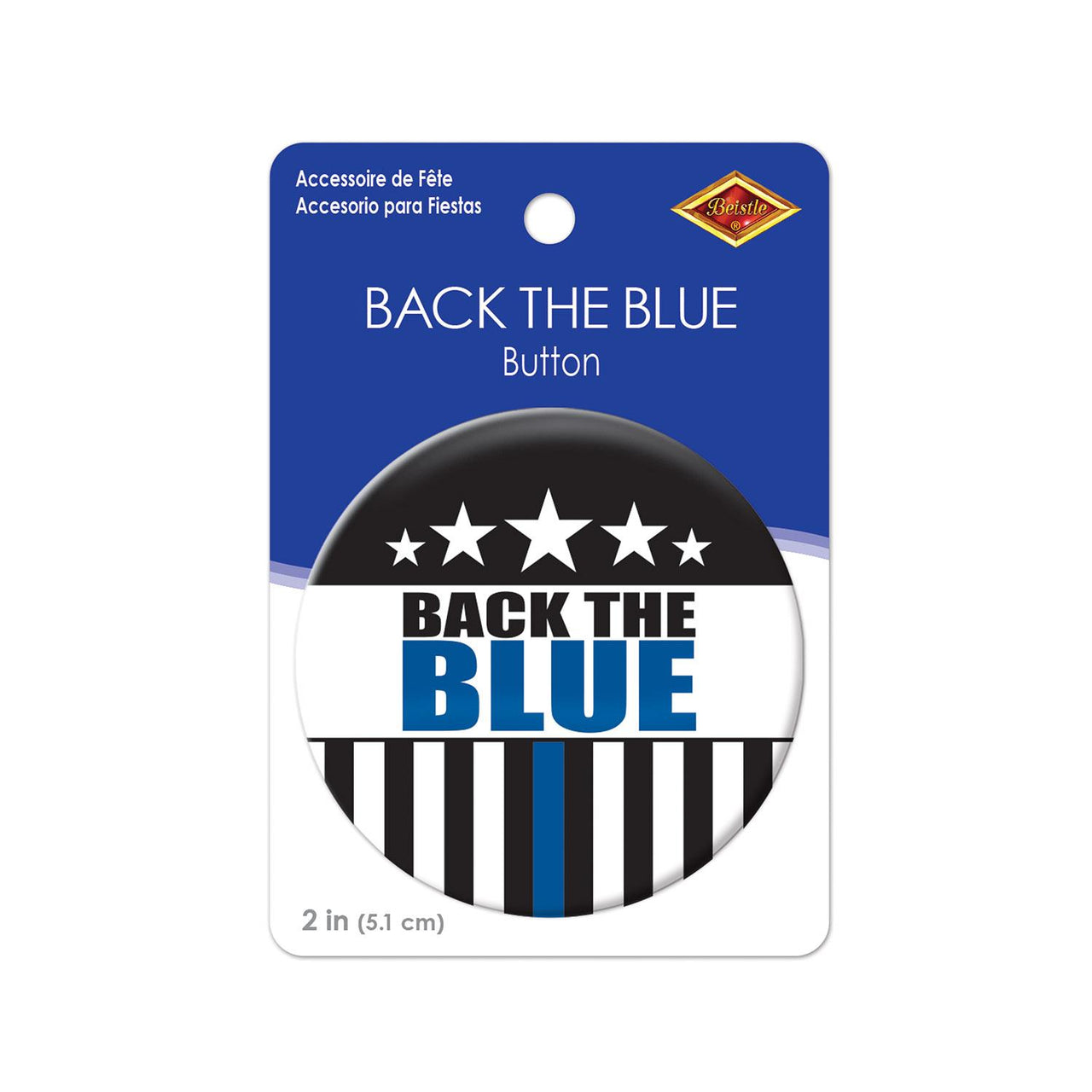 Beistle Back The Blue Button (Case of 6)
