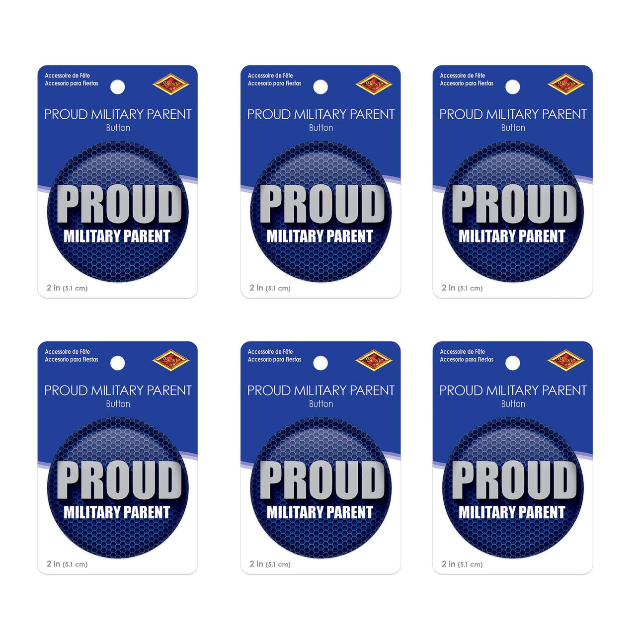 Beistle Proud Military Parent Button (Case of 6)