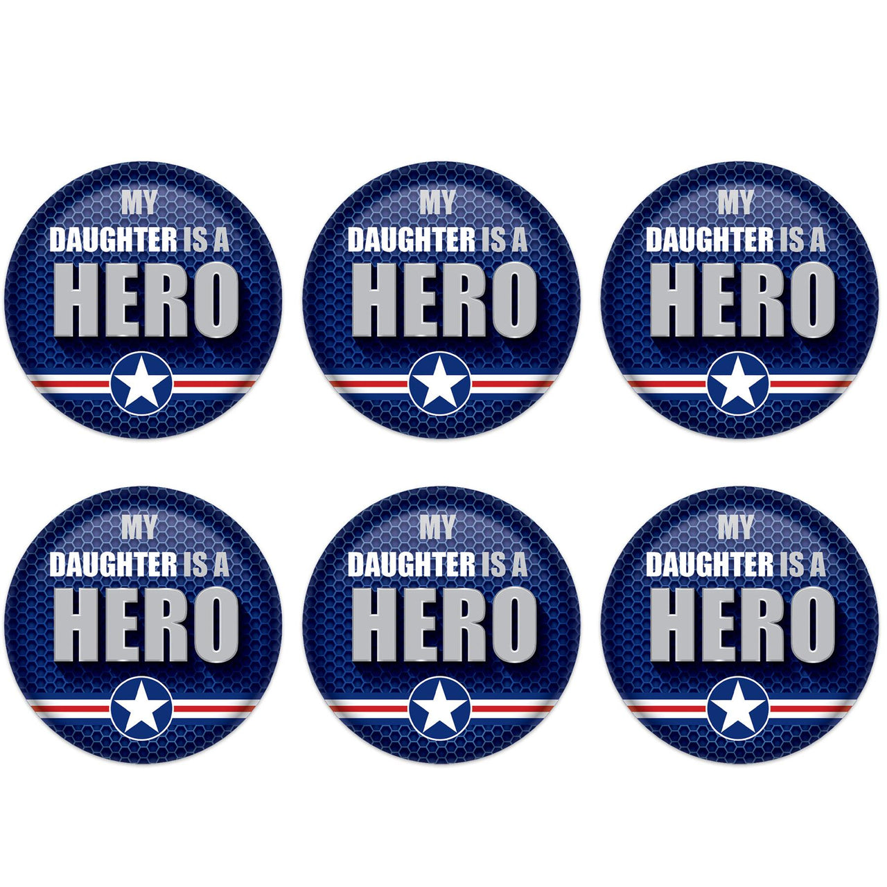 Beistle My Daughter Is A Hero Button (Case of 6)