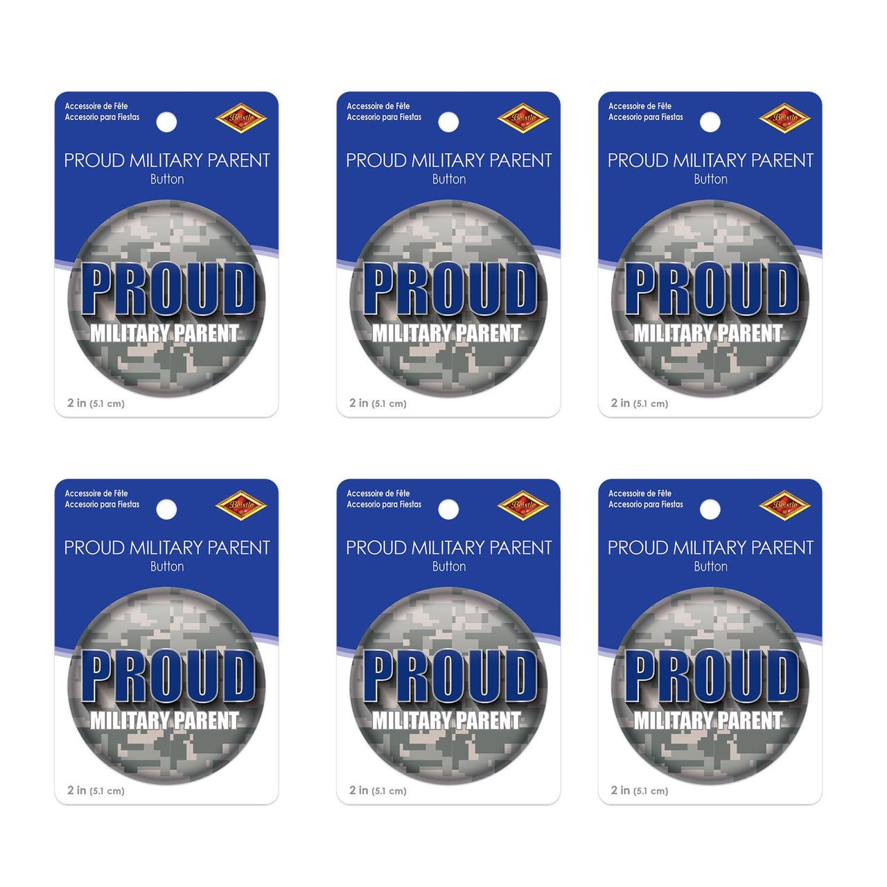 Beistle Proud Military Parent Button (Case of 6)
