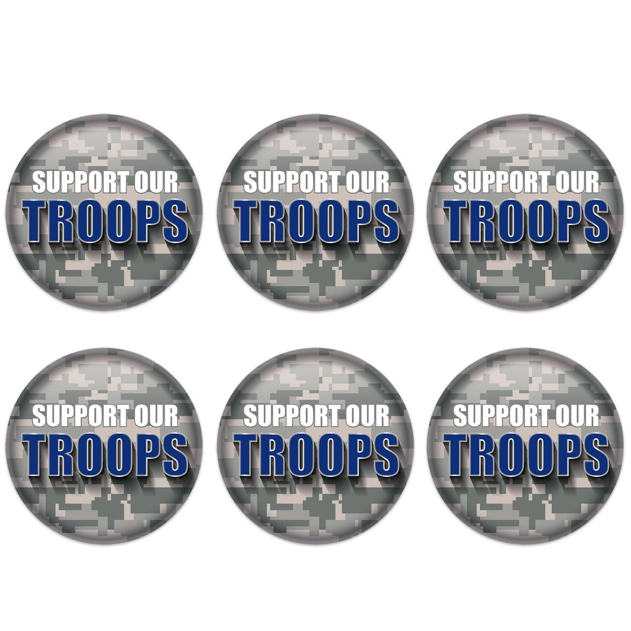 Beistle Support Our Troops Button (Case of 6)
