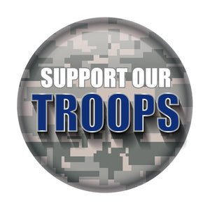 Beistle Support Our Troops Button - LIght Camo/Blue