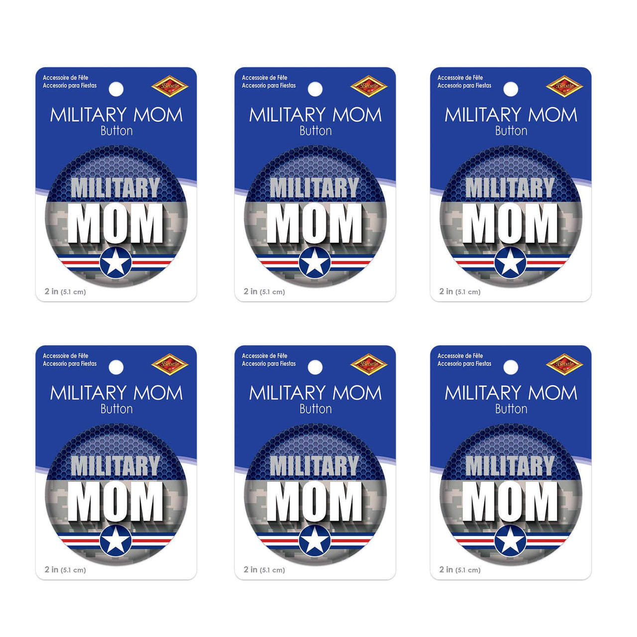Beistle Military Mom Button (Case of 6)