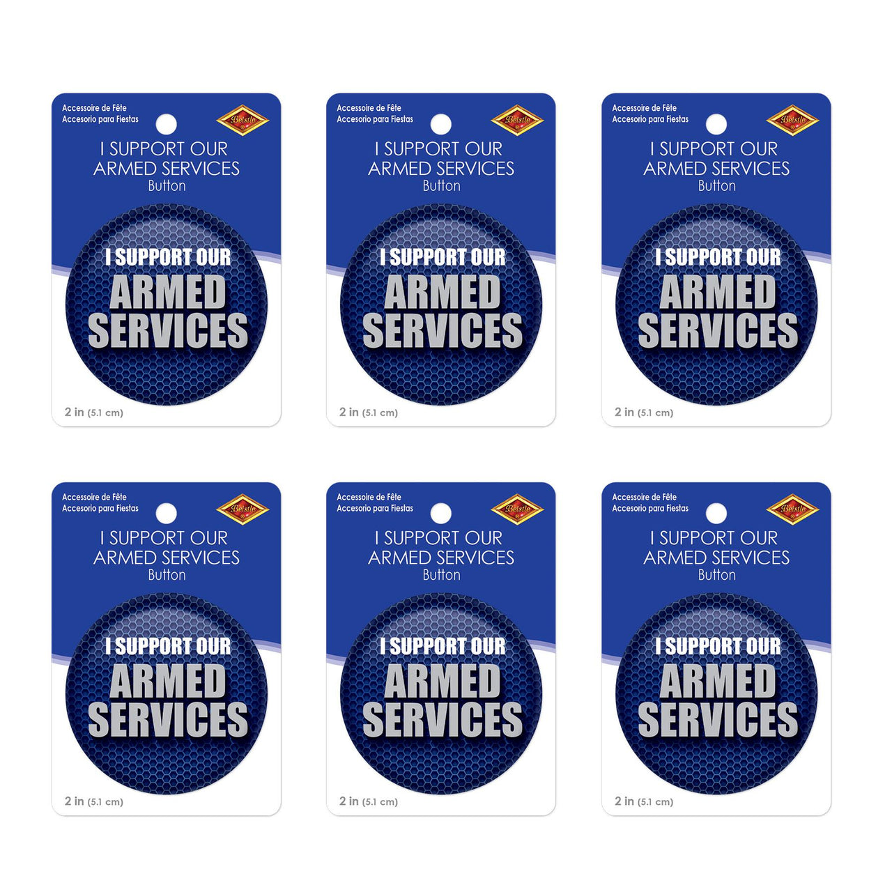 Beistle I Support Our Armed Services Button (Case of 6)