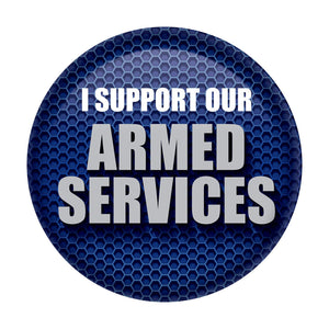 Beistle I Support Our Armed Services Button - Blue
