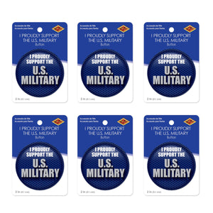 Beistle I Proudly Support U S Military Button (Case of 6)