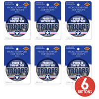 Beistle Proud To Support Our Troops Button (Case of 6)