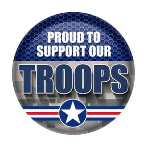 Air Force Blue/Camo Proud To Support Our Troops Button