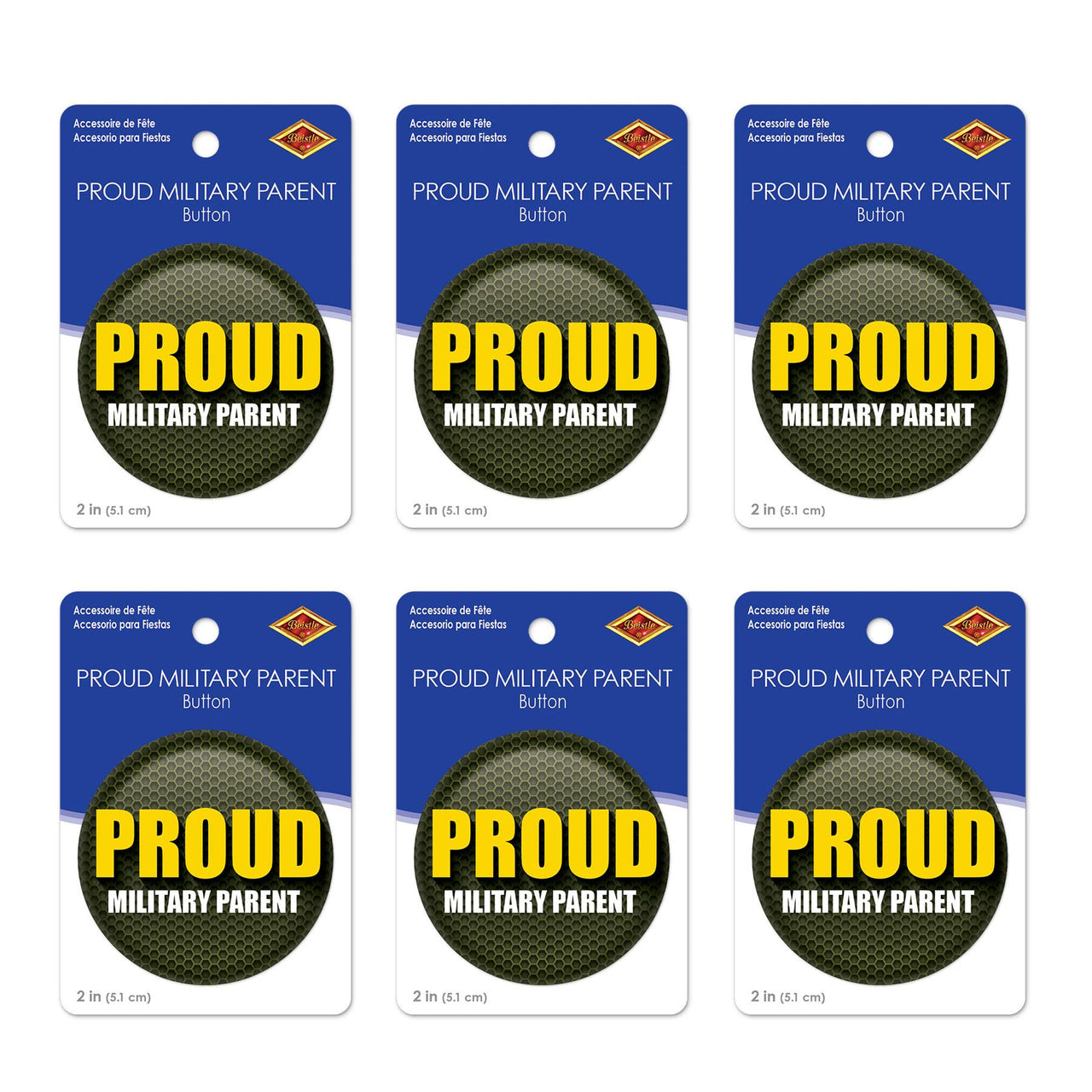 Beistle Proud Military Parent Button (Case of 6)
