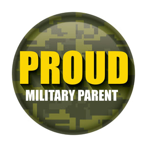 Beistle Proud Military Parent Button - Green Camo