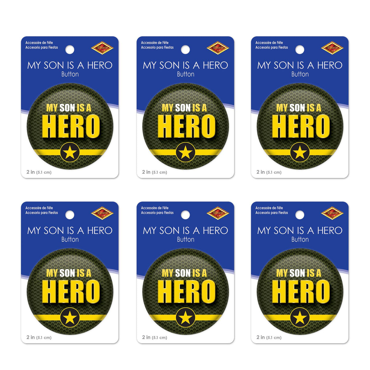 Beistle My Son Is A Hero Button (Case of 6)