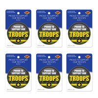 Beistle Proud To Support Our Troops Button (Case of 6)