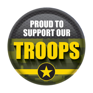Beistle Proud To Support Our Troops Button- Army