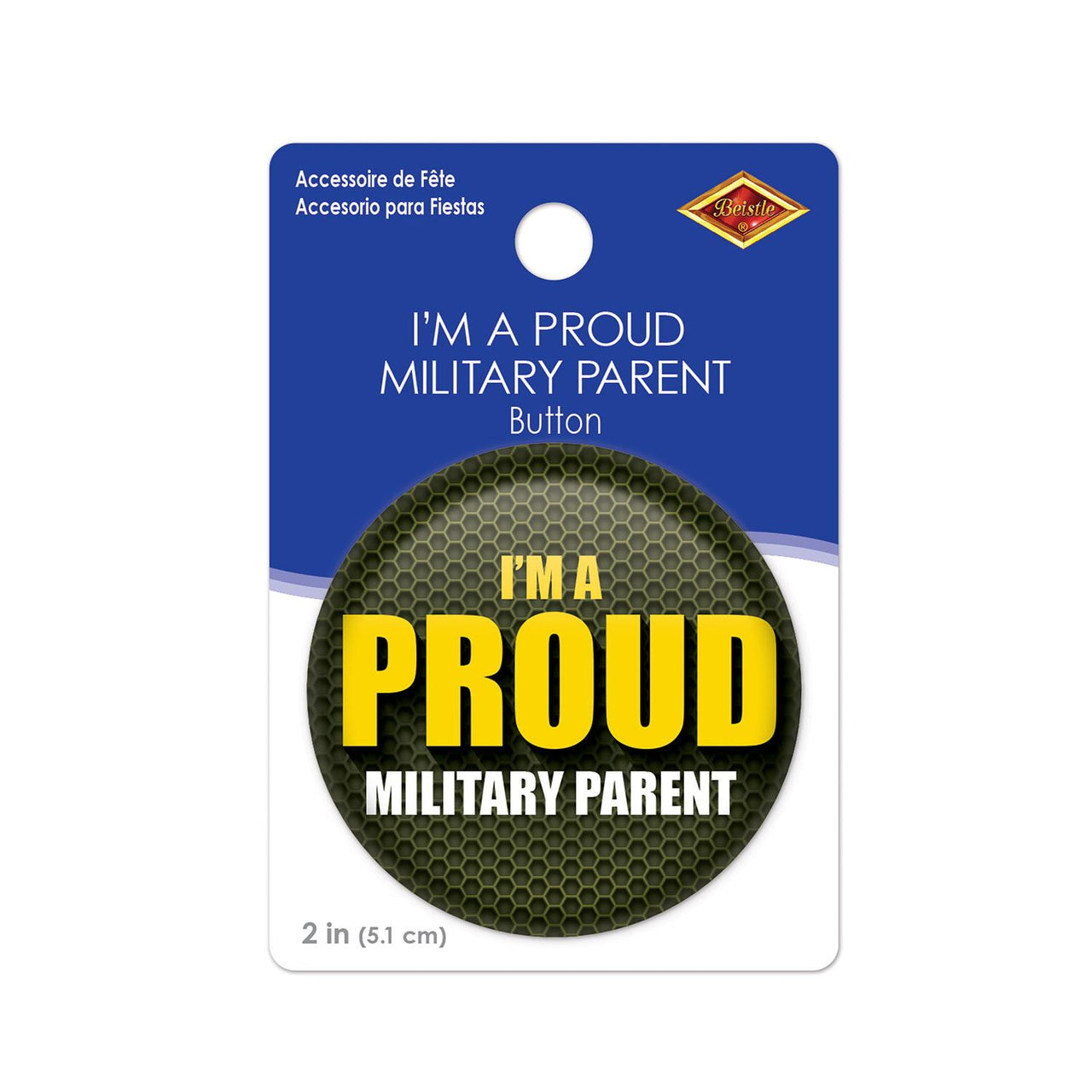 Beistle I'm A Proud Military Parent Button (Case of 6)