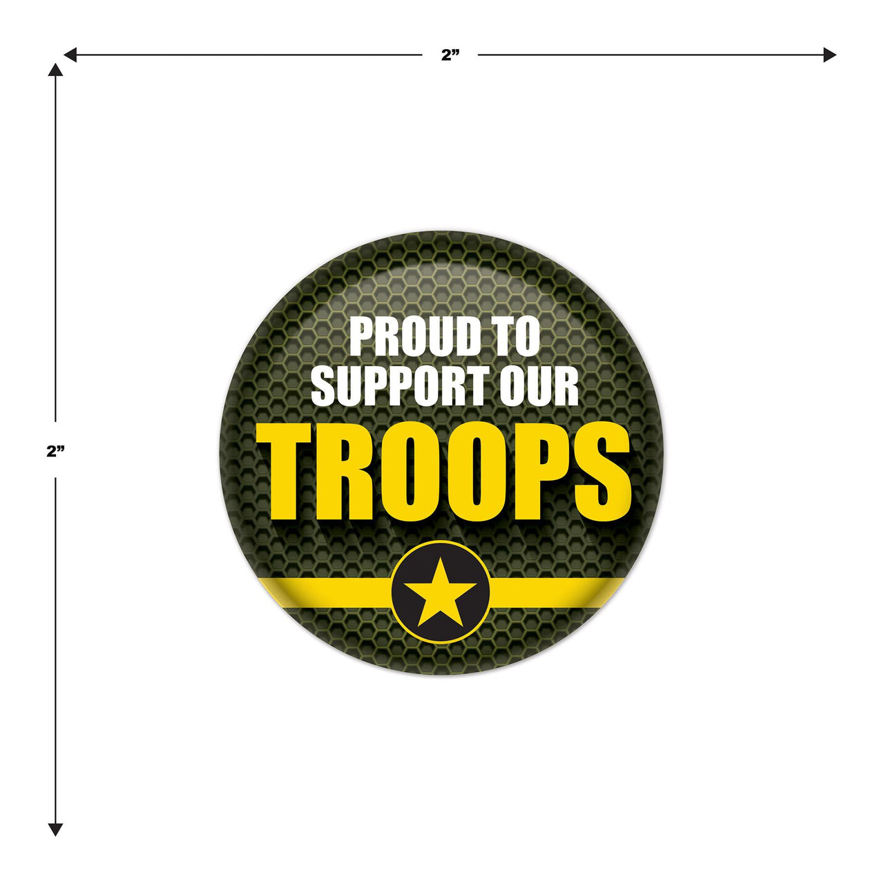 Beistle Proud To Support Our Troops Button (Case of 6)