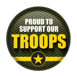 Beistle Proud To Support Our Troops Button- Army- Green