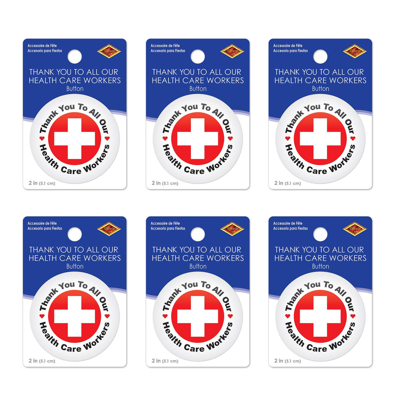 Beistle TY To All Our Health Care Workers Button (Case of 6)