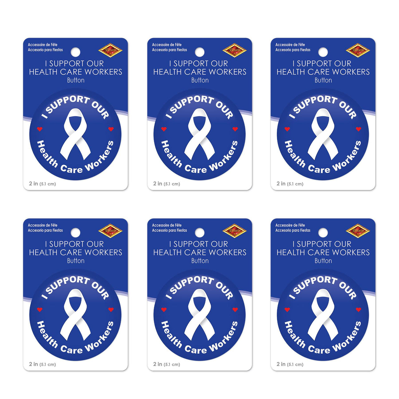 Beistle I Support Our Health Care Workers Button (Case of 6)