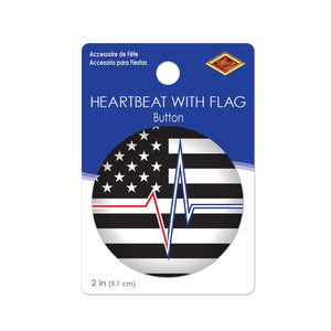 Beistle Heartbeat with Flag Button (Case of 6)
