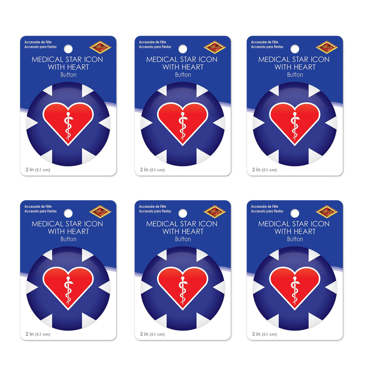 Beistle Medical Star Icon with Heart Button (Case of 6)