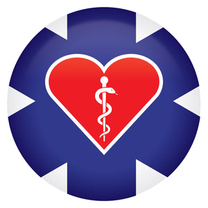 Beistle Medical Star Icon with Heart and Caduceus Button