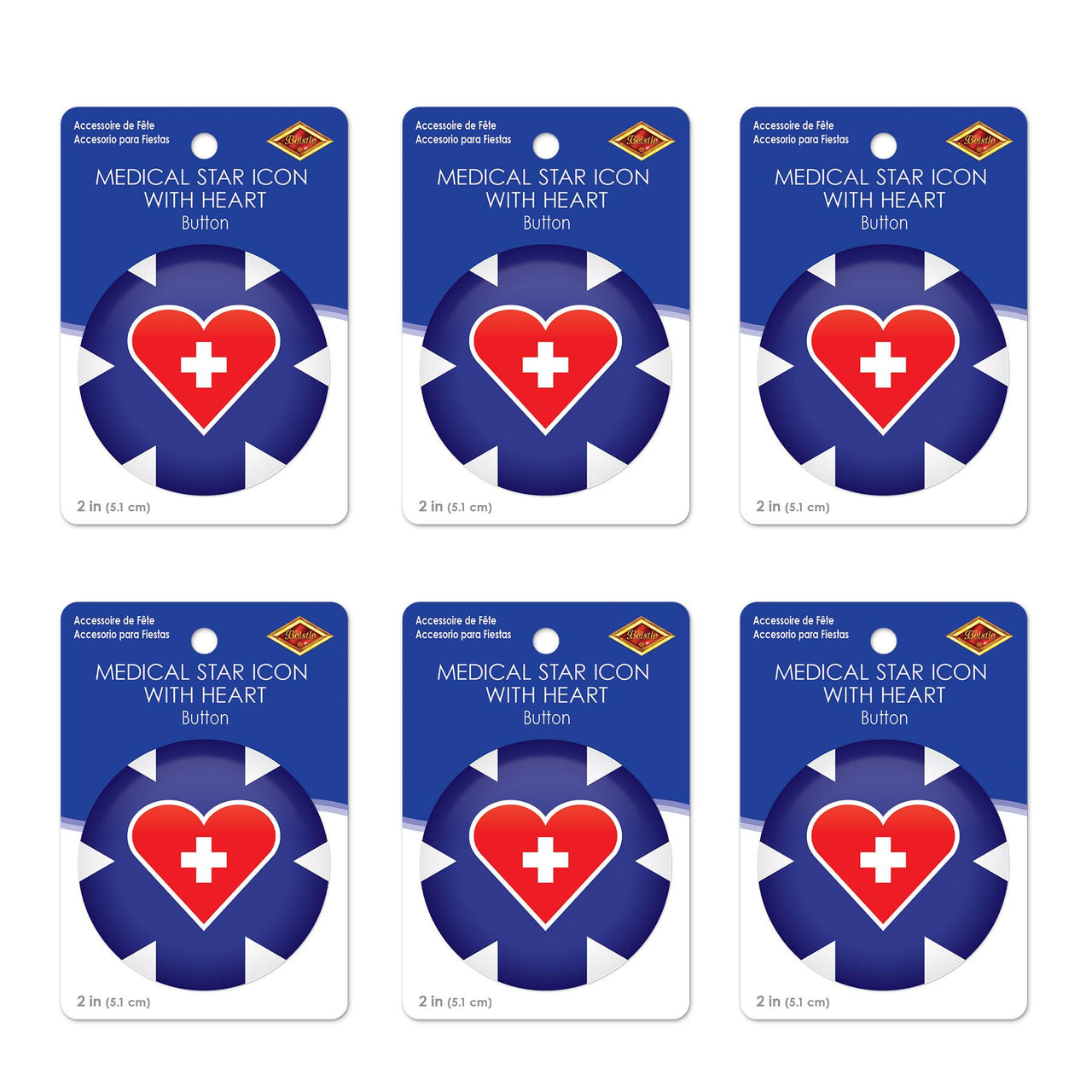 Beistle Medical Star Icon with Heart Button (Case of 6)