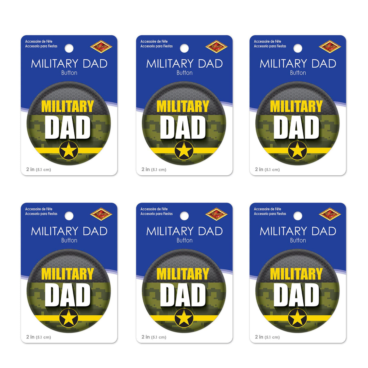 Beistle Military Dad Button (Case of 6)