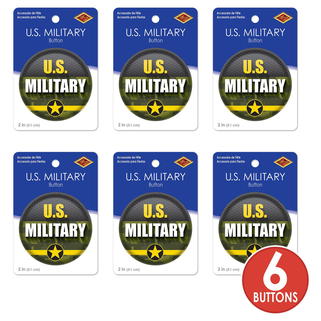 Beistle U.S. Military Button (Case of 6)