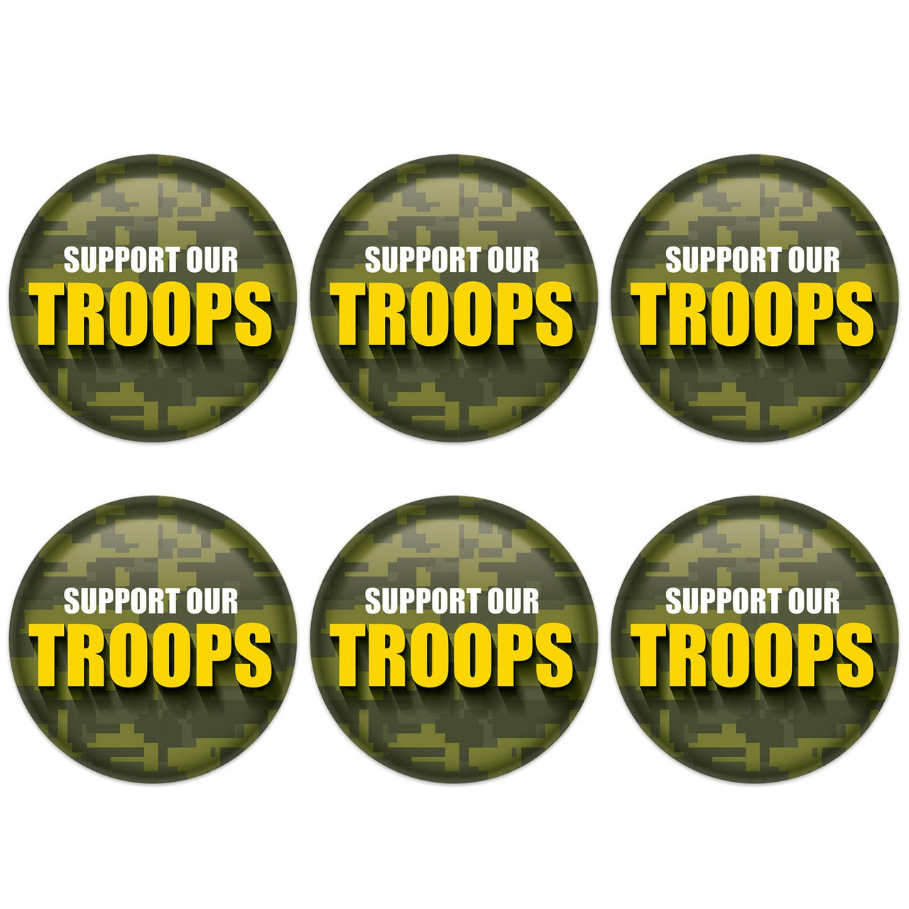 Beistle Support Our Troops Button (Case of 6)