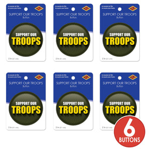 Beistle Support Our Troops Button (Case of 6)