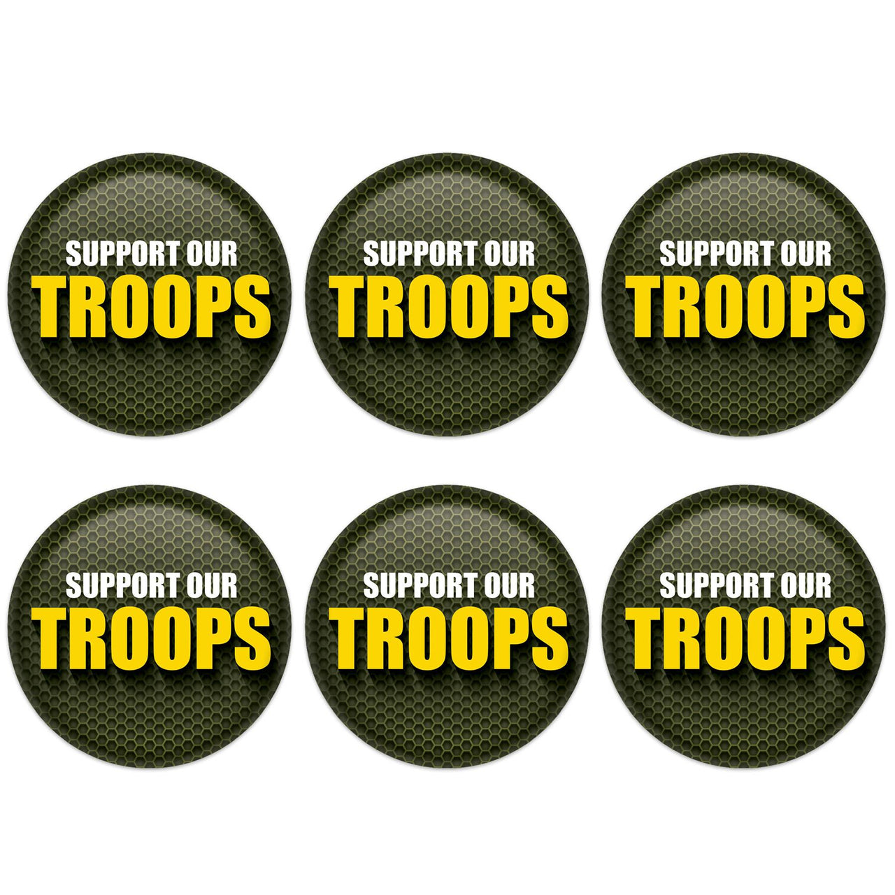 Beistle Support Our Troops Button (Case of 6)