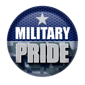 Beistle Military Pride Button- Navy- Star