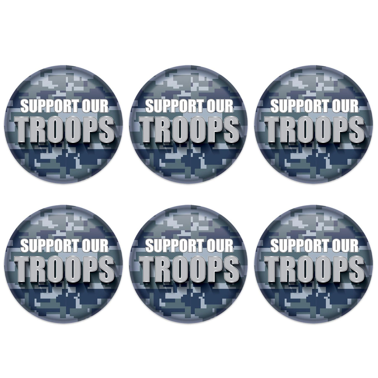 Beistle Support Our Troops Button (Case of 6)
