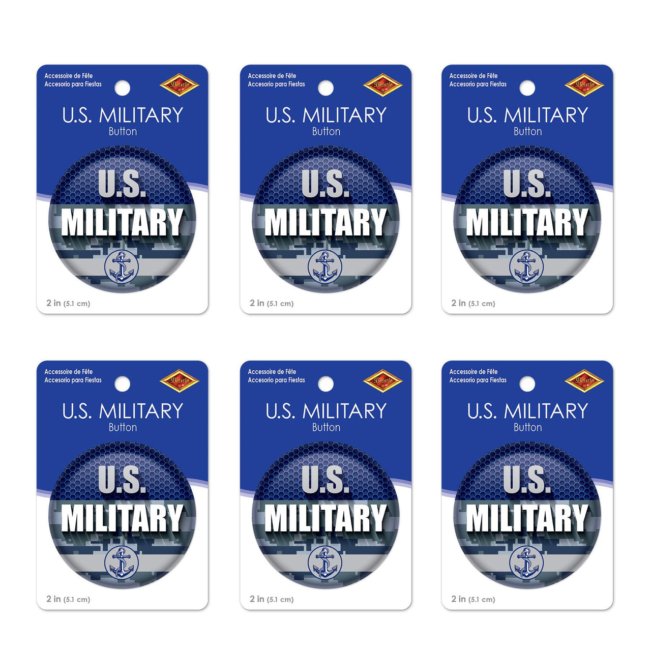 Beistle U.S. Military Button (Case of 6)