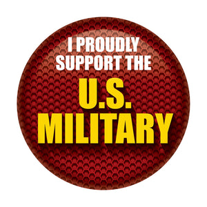 Beistle I Proudly Support The US Military Button - Red