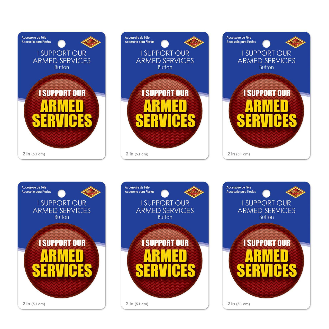 Beistle I Support Our Armed Services Button (Case of 6)