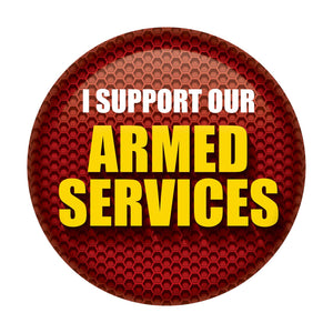 Beistle I Support Our Armed Services Button - Red