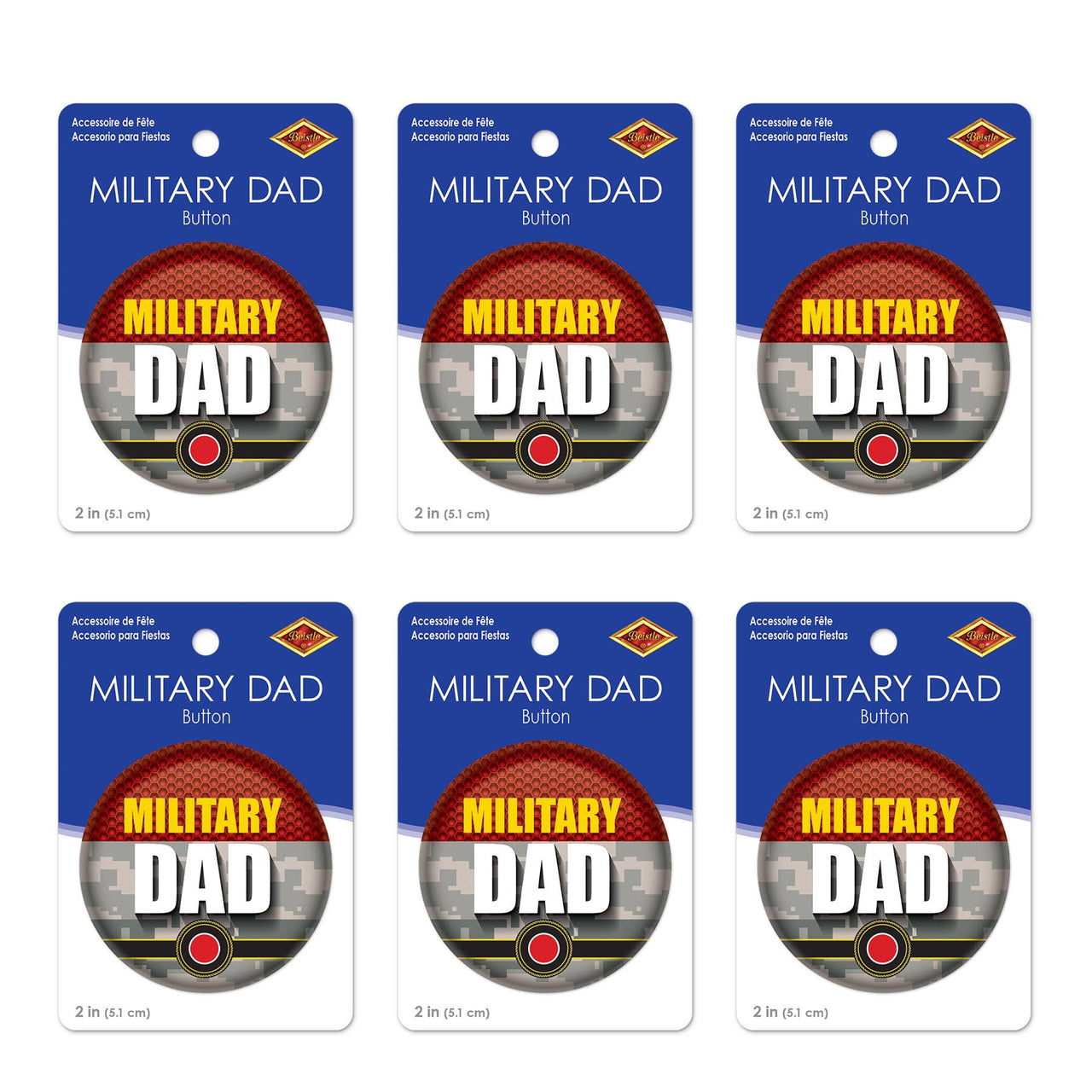 Beistle Military Dad Button (Case of 6)